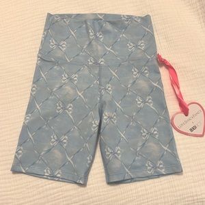 LoveShackFancy Blue Bow Bike Shorts XS NWT